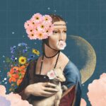 Lady,With,An,Ermine,Background,,Da,Vinci's,Illustration.,Vintage,Woman