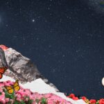 Surreal,Landscape,Background,,Night,Sky,Collage,Art,,Mixed,Media.,Mountain