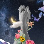Holding,Hands,Background,,Sky,Surreal,Collage,Mixed,Media,Illustration.,Hand